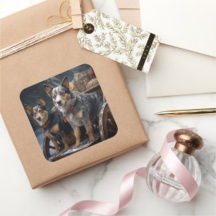 Sticker Carré Décor de Noël australien Snowy Sleigh