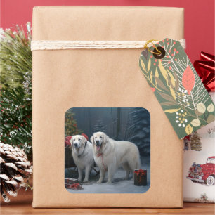 Sticker Carré Décor de Noël des Grands Pyrénées neige neige neig