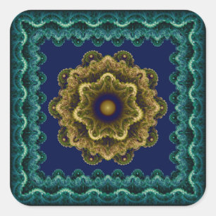 Sticker Carré Décor fractal fée colorée