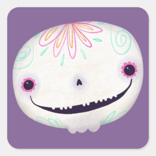 Sticker Carré Décor Halloween Cute Sugar Éffrayant SKull