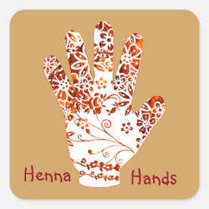 Sticker Carré Décor Orné Mehndi Henna Design à la main