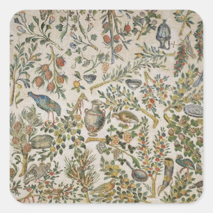 Sticker Carré Décor plafond avec fleurs et oiseaux (mosaïque)