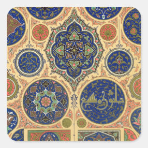 Sticker Carré Décoration Arabe, plat XXVII 'd'O polychrome