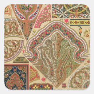 Sticker Carré Décoration indienne, plat XIX 'd'Orna polychrome