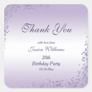 Sticker Carré Décoration Parties scintillant violet parkly Anniv