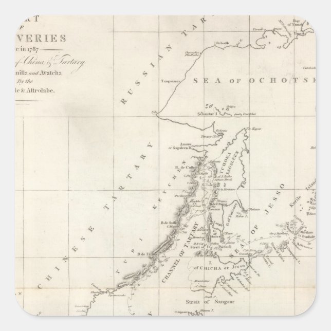 Sticker Carré Découvertes effectuées en 1787 dans les mers de Ch (Devant)