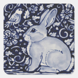 Sticker Carré Dedham Blue & White Rabbit céramique Carrelage ca