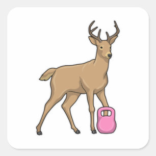 Sticker Carré Deer Fitness Dumbbell