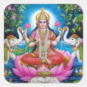 Sticker Carré Déesse de Lakshmi de la richesse, du bonheur, et