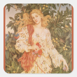 Sticker Carré Déesse des fleurs et des floraisons, Flora par Mor