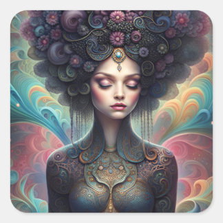 Sticker Carré Déesse noire