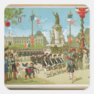 Sticker Carré Défilé dans le Place de la Republique