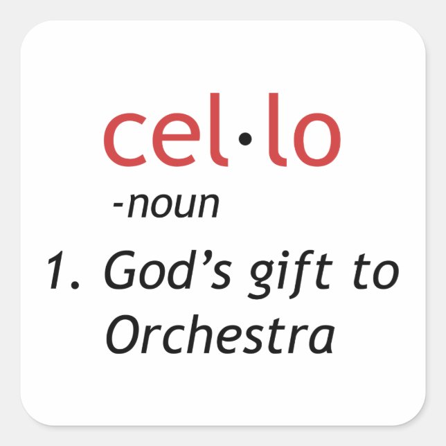 Sticker Carré Définition du cello (Devant)