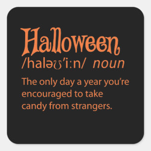 Sticker Carré Définition du dictionnaire Halloween Funny