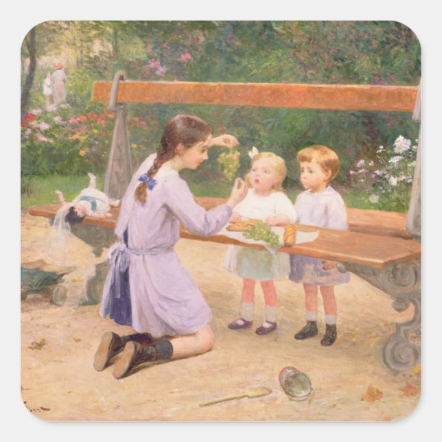 Sticker Carré Dégustation de raisins (Devant)