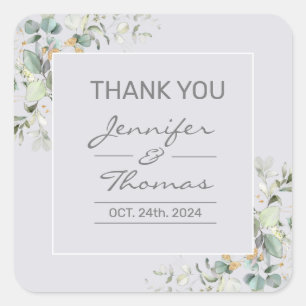 Sticker Carré Delphinium Color & Green Feuille