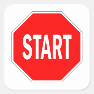 Sticker Carré démarrer le panneau de signalisation routière arrê