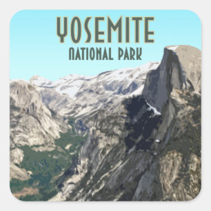 Sticker Carré Demi-Dôme Yosemite Parc National Souvenir Vintage