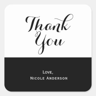 Sticker Carré Demi Noir Blanc & Chic Mariage élégant Faveur