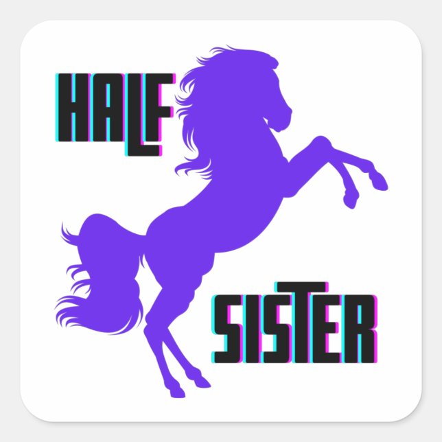 Sticker Carré Demi-Soeur Pony Violet frère (Devant)