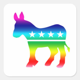 Sticker Carré Democrat Original Donkey Rainbow
