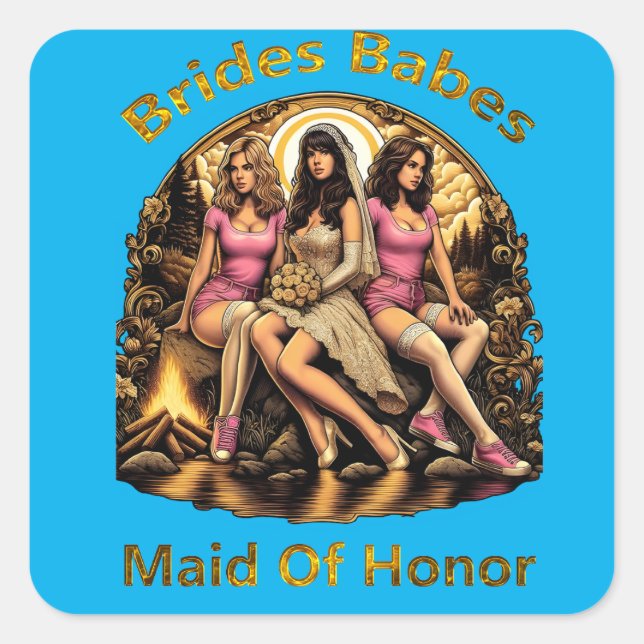 Sticker Carré Demoiselle d'honneur fierté dans une fête de maria (Devant)