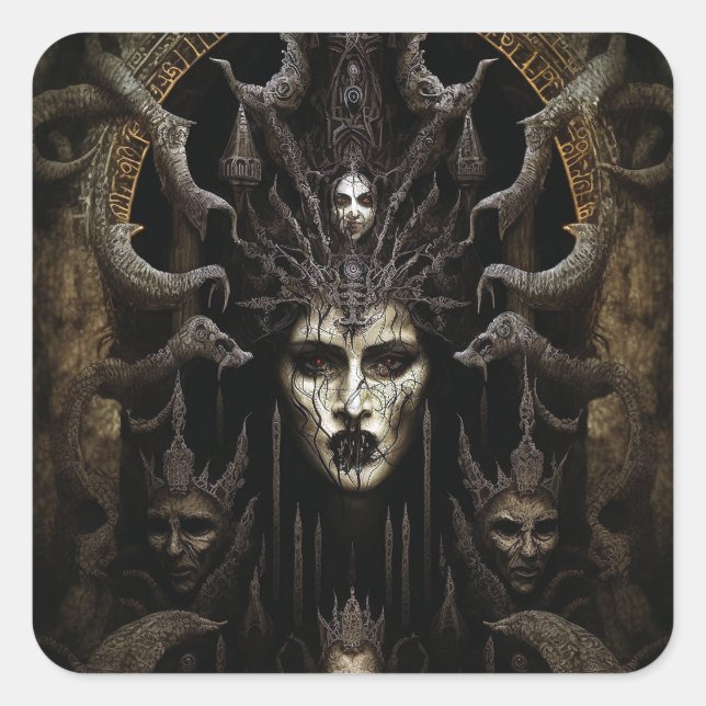 Sticker Carré Demon Femme Monster Horreur Art (Devant)