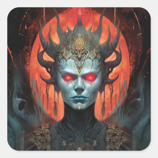 Sticker Carré Demon Queen Dark Goddess Imaginaire Art (Devant)
