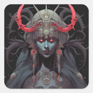 Sticker Carré Demon Queen Imaginaire Art