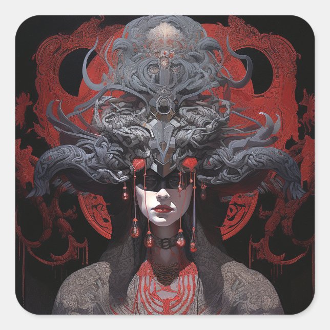 Sticker Carré Demon Queen Imaginaire Art (Devant)