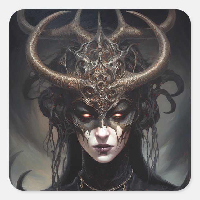Sticker Carré Demon Woman Queen Dark Imaginaire Art (Devant)