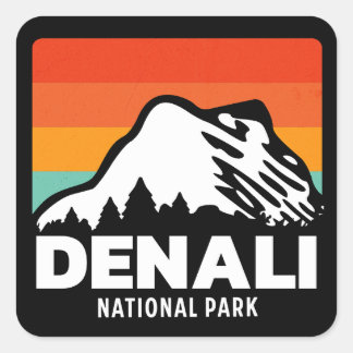 Sticker Carré Denali National Park Cool Retro Vintage Cadeau