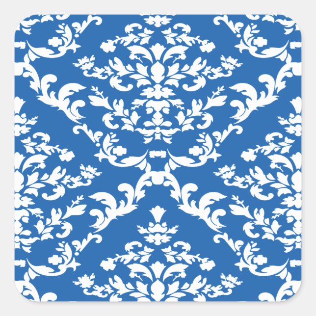 Sticker Carré Denim Blue Bold Damask à Emporiomoffa (Devant)