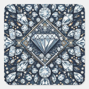 Sticker Carré Denim & Diamonds Glam Bling Anniversaire