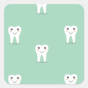Sticker Carré Dent heureuse Kawaii