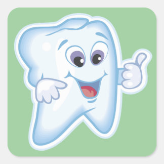 Sticker Carré Dent heureuse saine