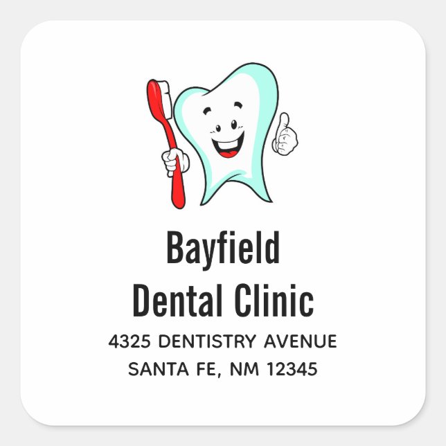 Sticker Carré Dental Care Happy Tooth (Devant)