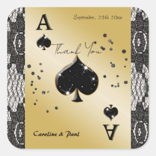 Sticker Carré Dentelle noire, As de pique, Remerciements Paillet