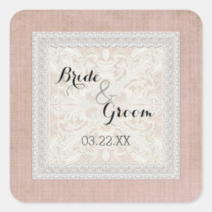 Sticker Carré Dentelle rustique w âge Linge Vintage Pays Éléganc