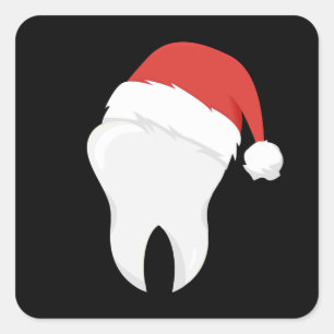 Sticker Carré Dentist Dents Noël Casquette Dent Cadeau