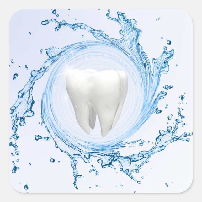 Sticker Carré Dentiste Dental Dental Dental Water Professionnel (Devant)