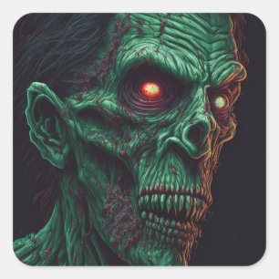 Sticker Carré Dents d'Halloween Zombie crâne effrayant