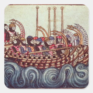 Sticker Carré Départ d'un bateau pour les Croisades,