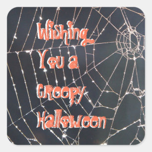 Sticker Carré Déplaisant Halloween Spider Web