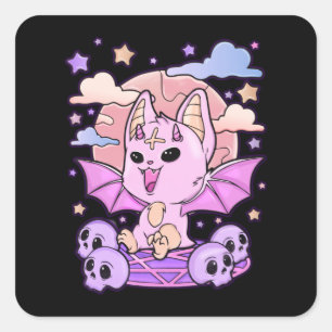Sticker Carré Déplaisant Kawaii Chibi Horreur mignet Déplaisant 