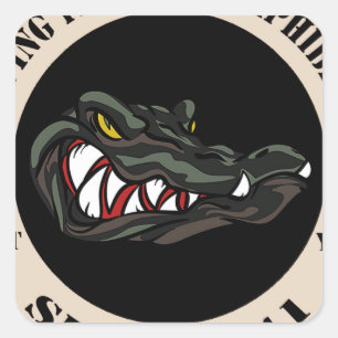Sticker Carré Depuis 1941 Tan avec l'alligator noir de camo