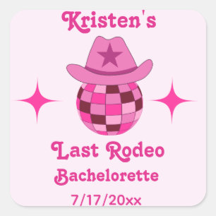 Sticker Carré Dernier Rodéo Pink Disco Cowgirl Enterrement de Vi