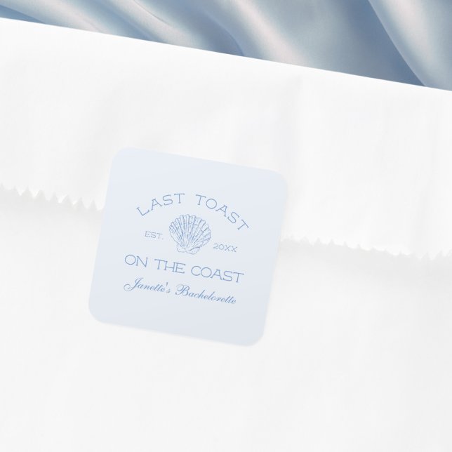 Sticker Carré Dernier Toast Sur La Côte Beach Bachelorette Party (Last Toast On The Coast Beach Bachelorette Party Square Sticker)
