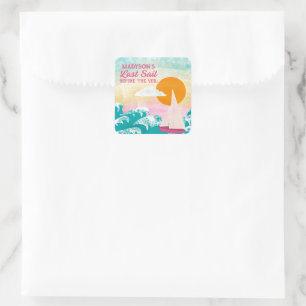 Sticker Carré Dernière voile avant la voile voilier et coucher d