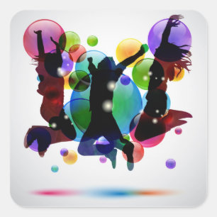 Sticker Carré Des gens heureux